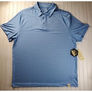 NWT Rorie Whelan Golf Polo Shirt Mens 2XL Blue Striped Stretch Logo Athletic
